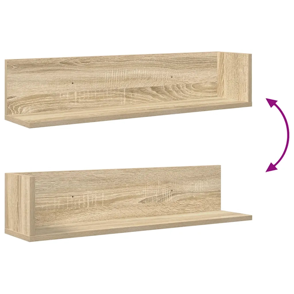 2 pz Mensole Parete | Mensola sospesa Rovere Sonoma 75x16,5x16,5 cm in Truciolato