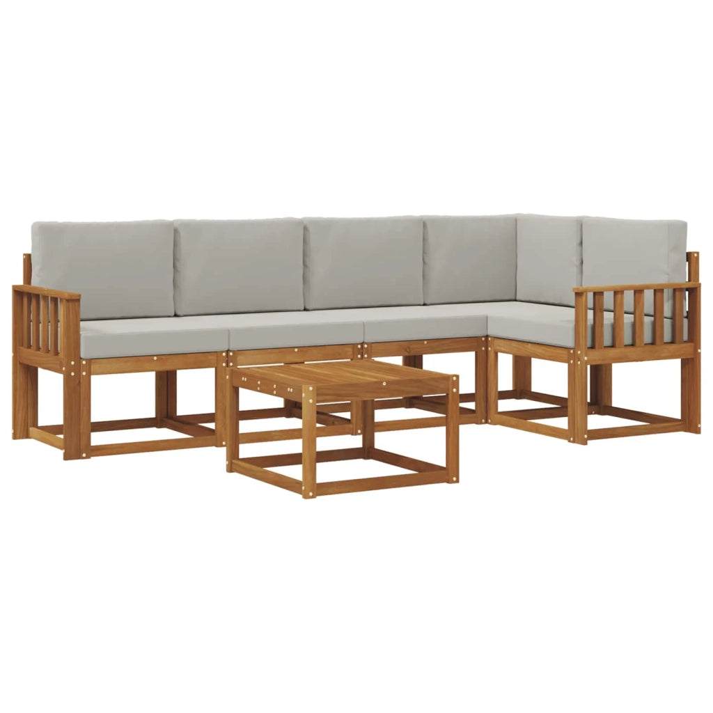 Set di divani da esterno 6 pcs Grigio Naturale e Chiaro 3366424