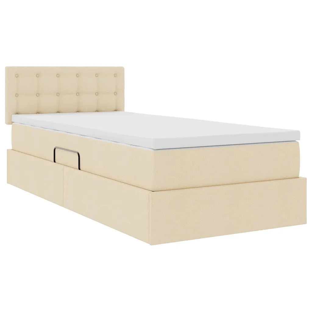 Letto con contenitore e materasso Crema 90 x 190 cm