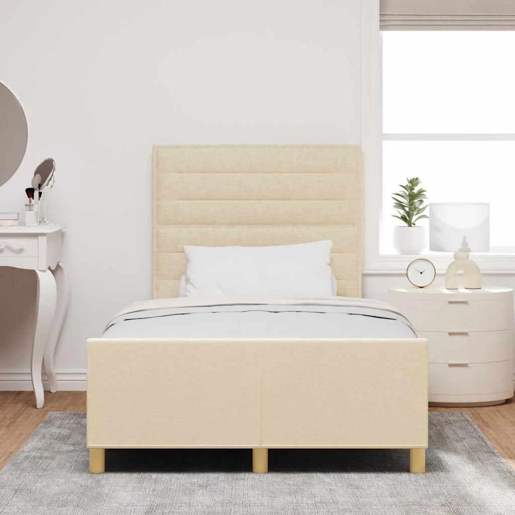 Struttura del letto con testiera Crema 120 x 190 cm Tessuto 3344639