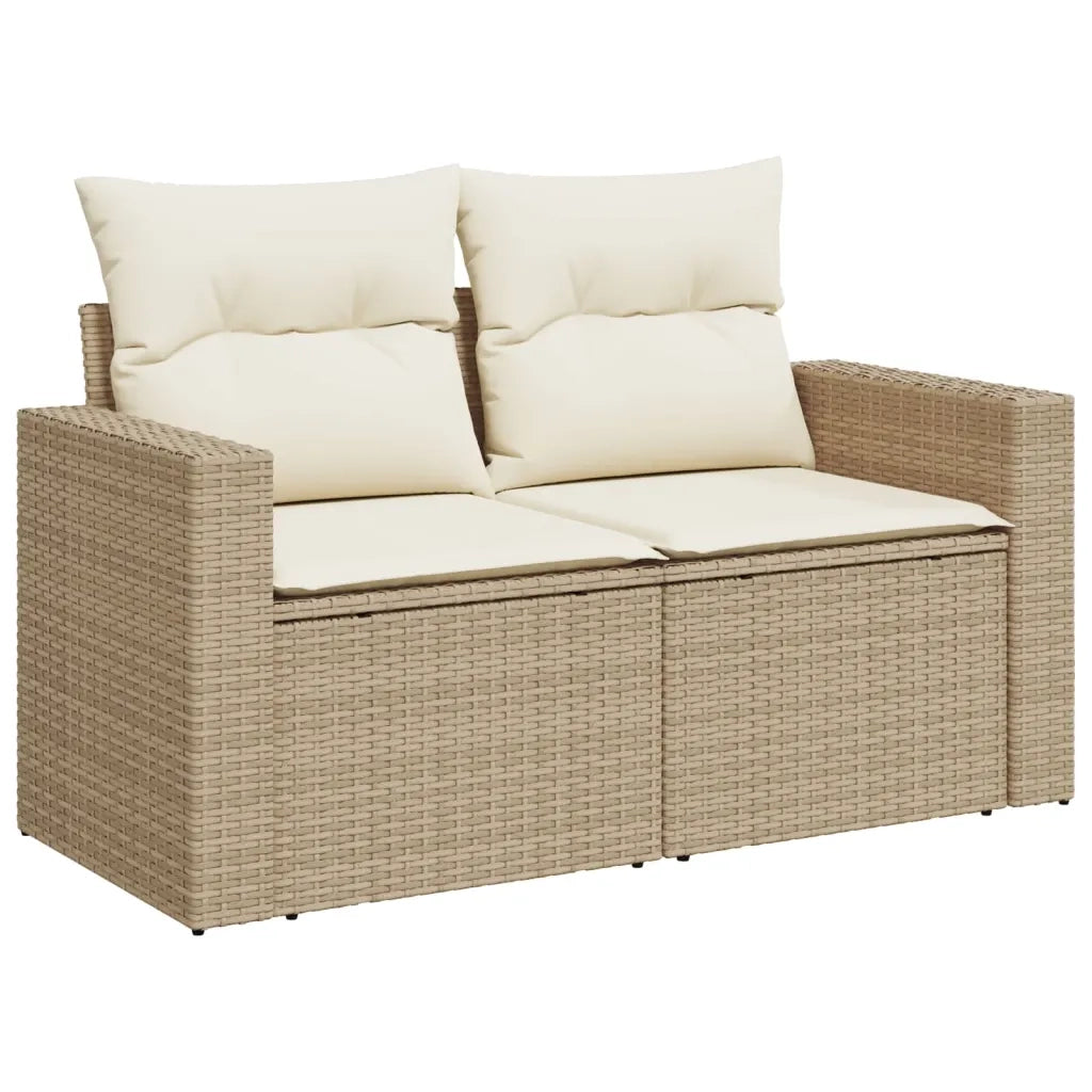 Set Divani da Giardino 7 pz con Cuscini Beige in Polyrattan 3256352