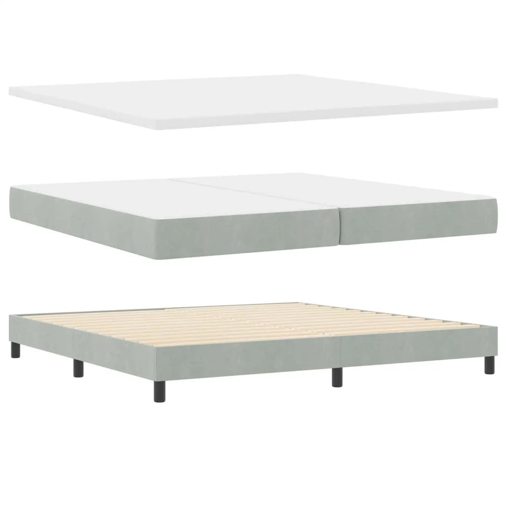 Letto a molle con materasso Grigio chiaro 200 x 200 cm Velluto 3340352