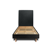 Letto 90x190 cm con testata imbottita - tessuto bouclé