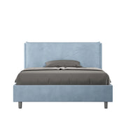 BS COM Letto matrimoniale francese contenitore imbottito 140x210 microfibra azzurro Large