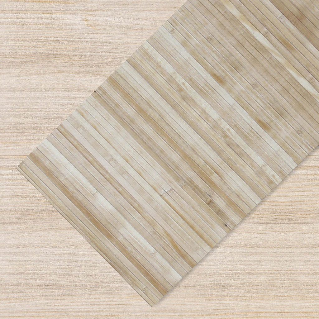 Tappeto Passatoia In Vero Bamboo Tappeto Cucina Ingresso In Legno Antiscivolo Aderente Lavabile E Antimacchia Tagliabile  - Naturale - 50x400 cm
