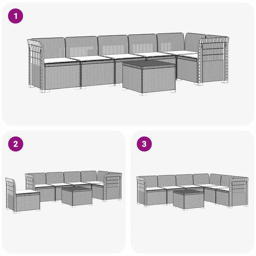 Divano da Giardino 6 Posti con Cuscini Aspetto Rattan PP 3444110