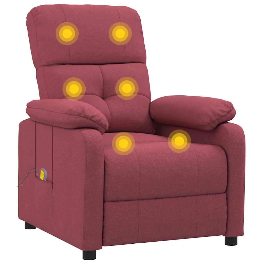 Poltrona Massaggiante Elettrica Rosso Vino in Tessuto 289675