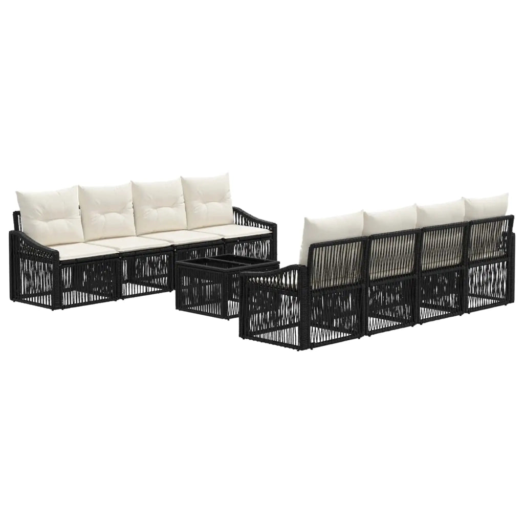 Set Divano da Giardino 9 pz Nero polyrattan 3435949
