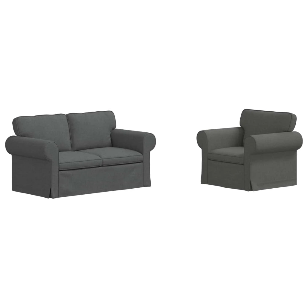 Set di divani 2 pcs Grigio scuro 155 x 82 x 80 cm Tessuto 3407487