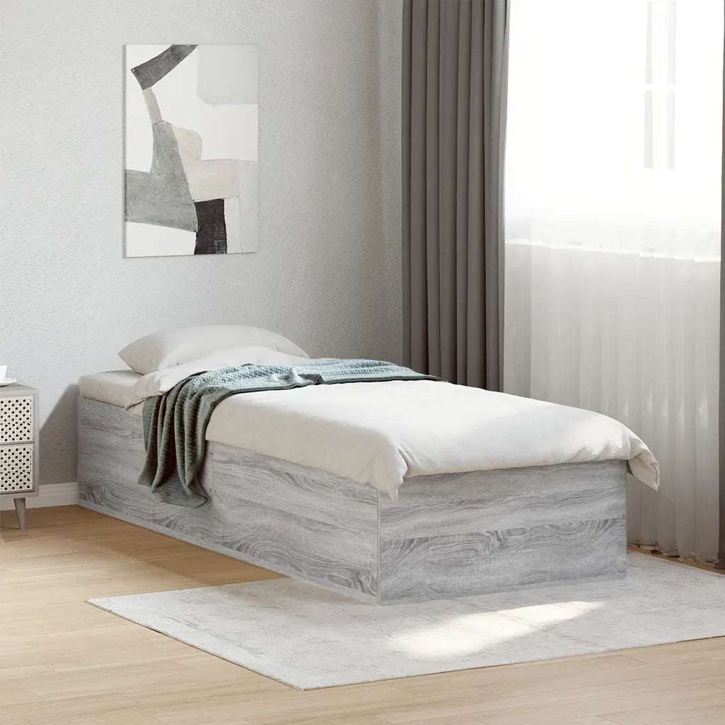 Letto singolo | Letto per adulti | Giroletto Grigio Sonoma 90x200 cm in Legno Multistrato