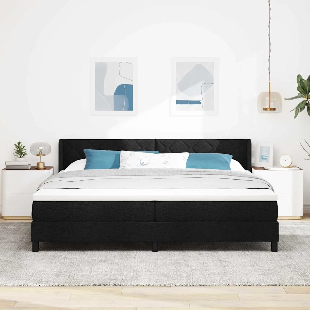 Letto a molle con testiera Nero 200 x 200 cm Tessuto 3341190