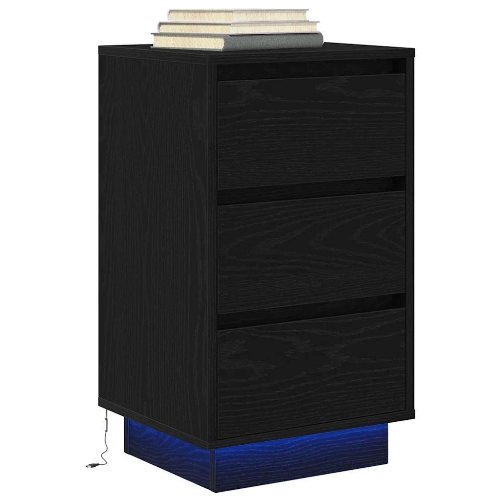 Comodino con Luci LED Nero 38x34x65 cm 861302