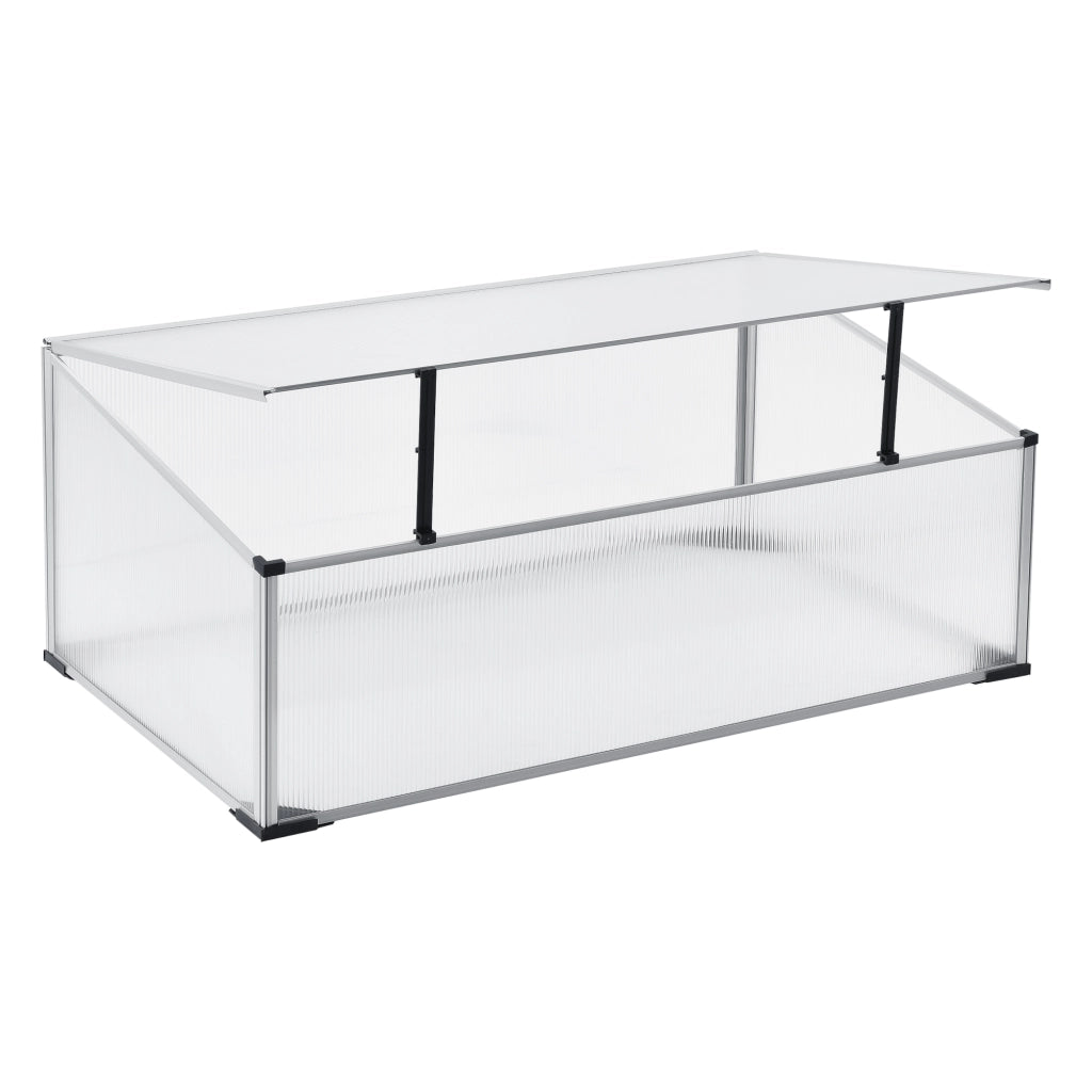 Mini Serra da Balcone/Terrazza per Piante Box Traslucido in Policarbonato 60 x 100 x 30/40 cm Protezione Piantine con Tettuccio Apribile