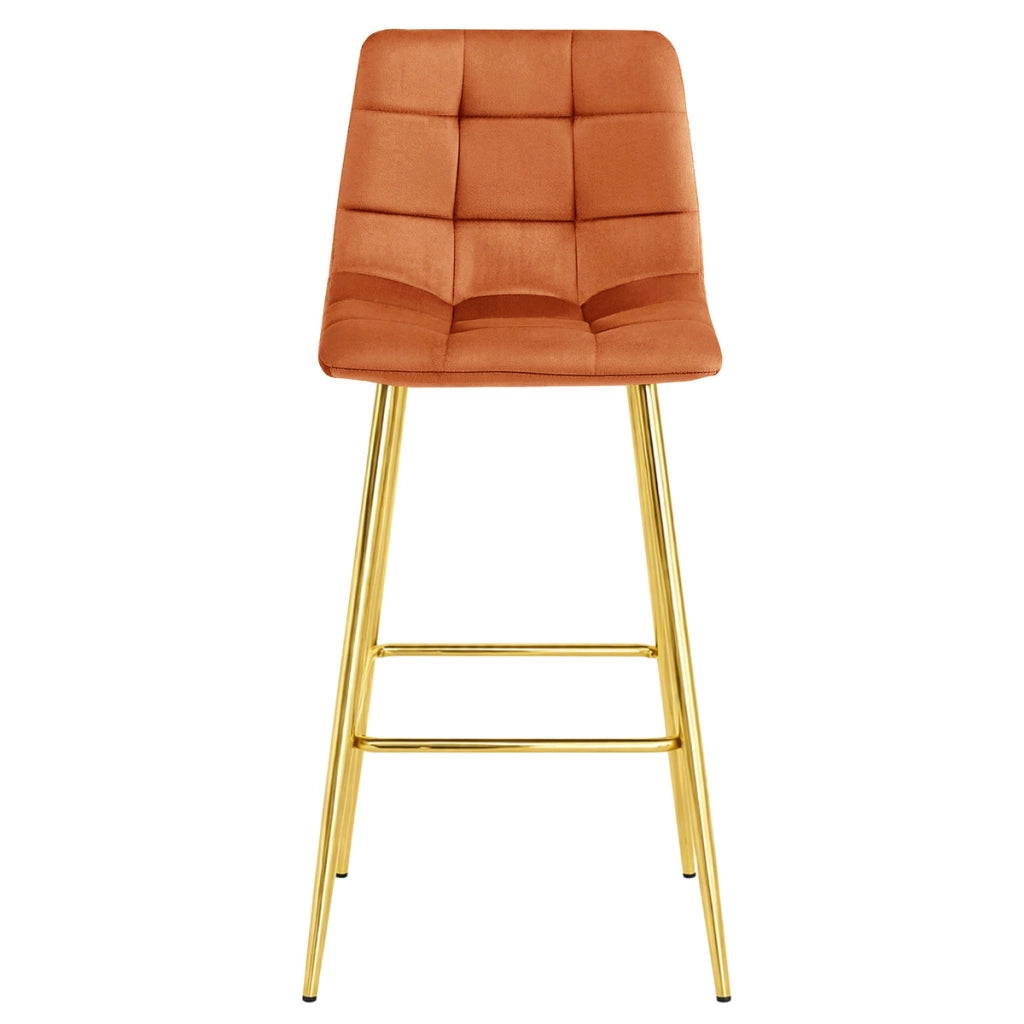 Sgabello Arceto in velluto color rame e gambe dorate