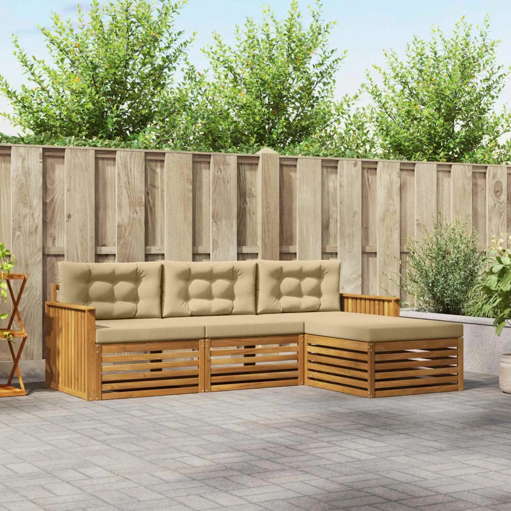 Set di divani da esterno con cuscino 4 pcs Naturale e Beige 3373258