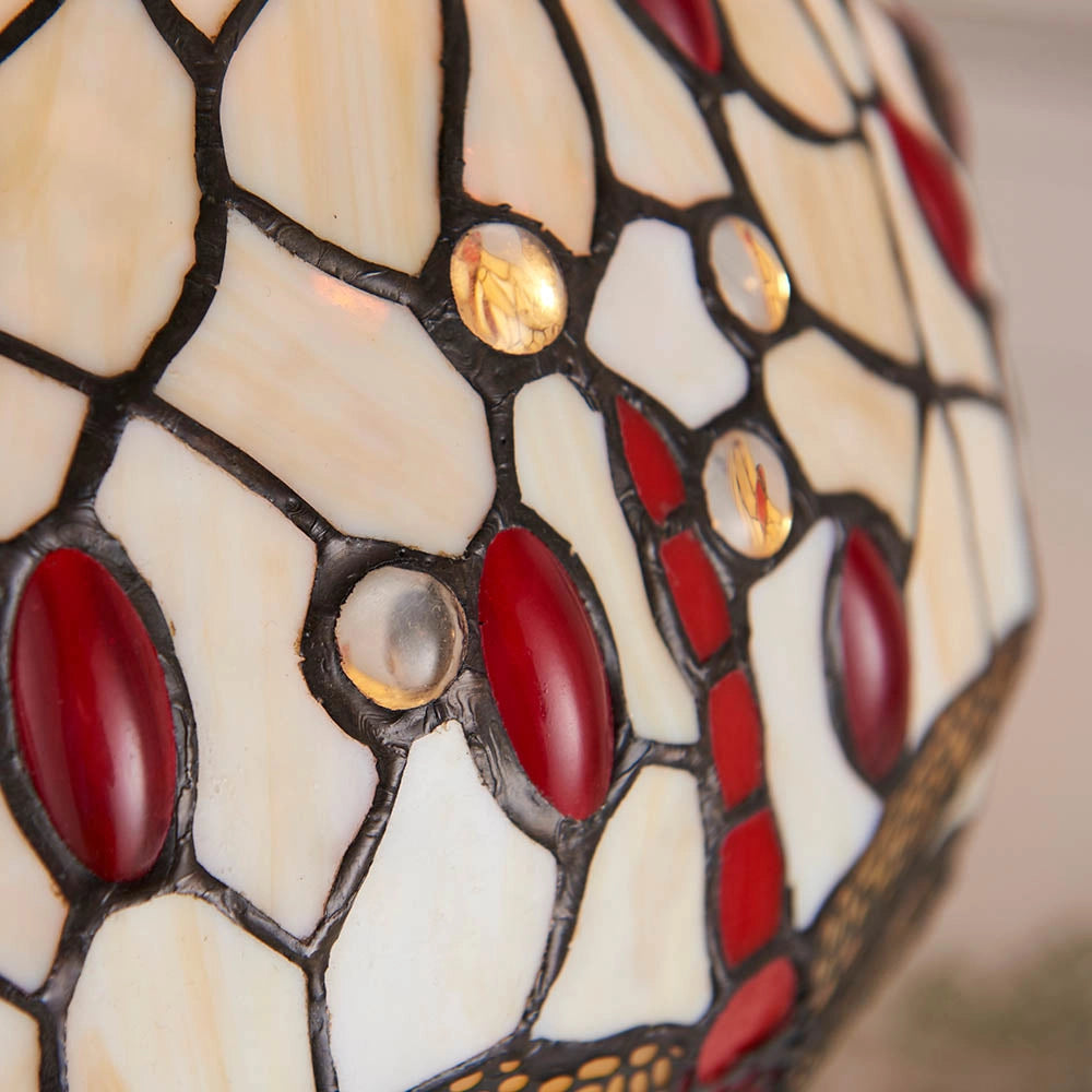 Lampada da tavolo Tiffany vetrata Dragonfly Beige 2xE27