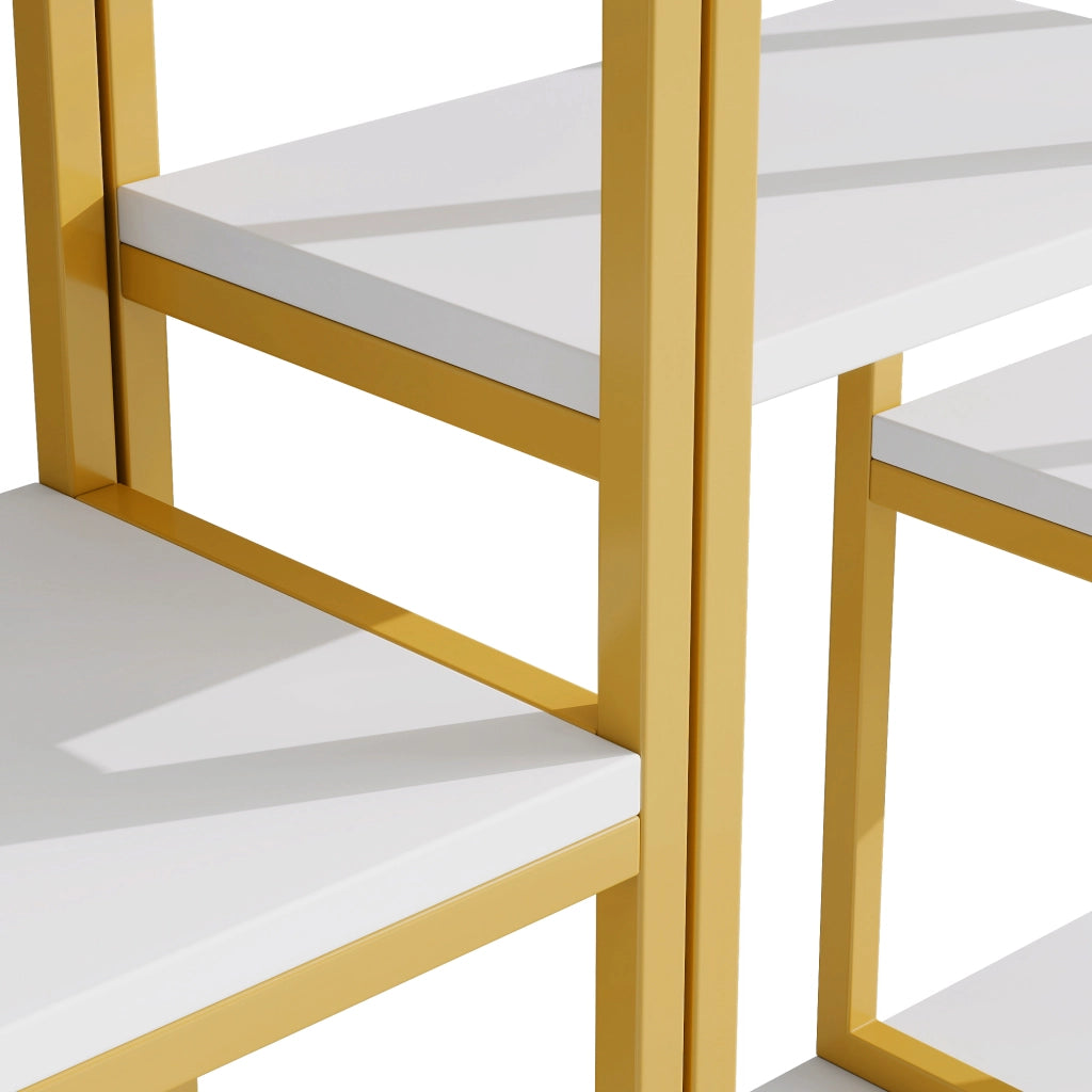 LIBRERIA Multilivello 160x29,5x180 cm MDF e Metallo Bianco e Oro