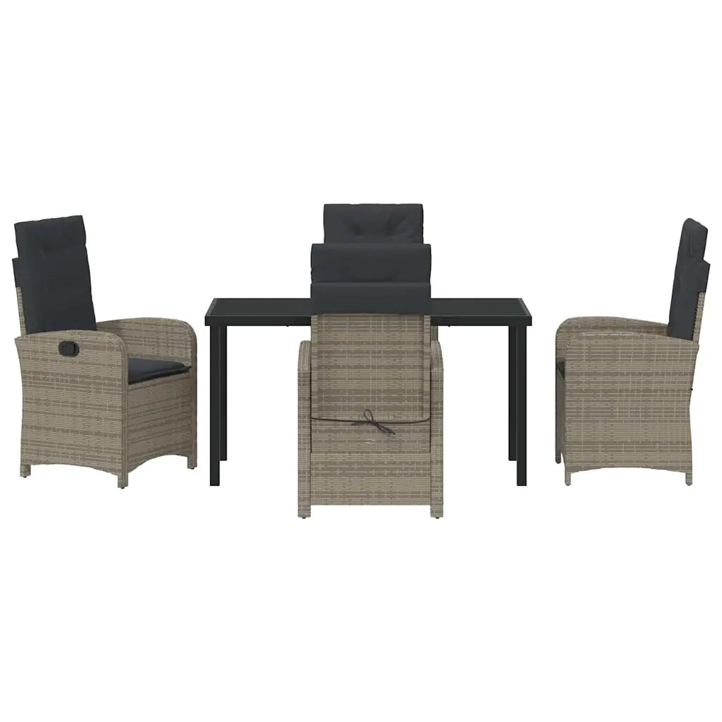 Set da Pranzo per Giardino con cuscino 5 pcs Grigio polyrattan