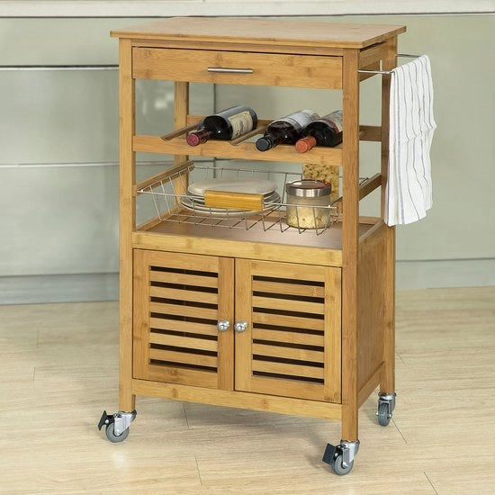 Trolley da Cucina in Bambù - Dimensioni: 56 x 92 x 36 cm