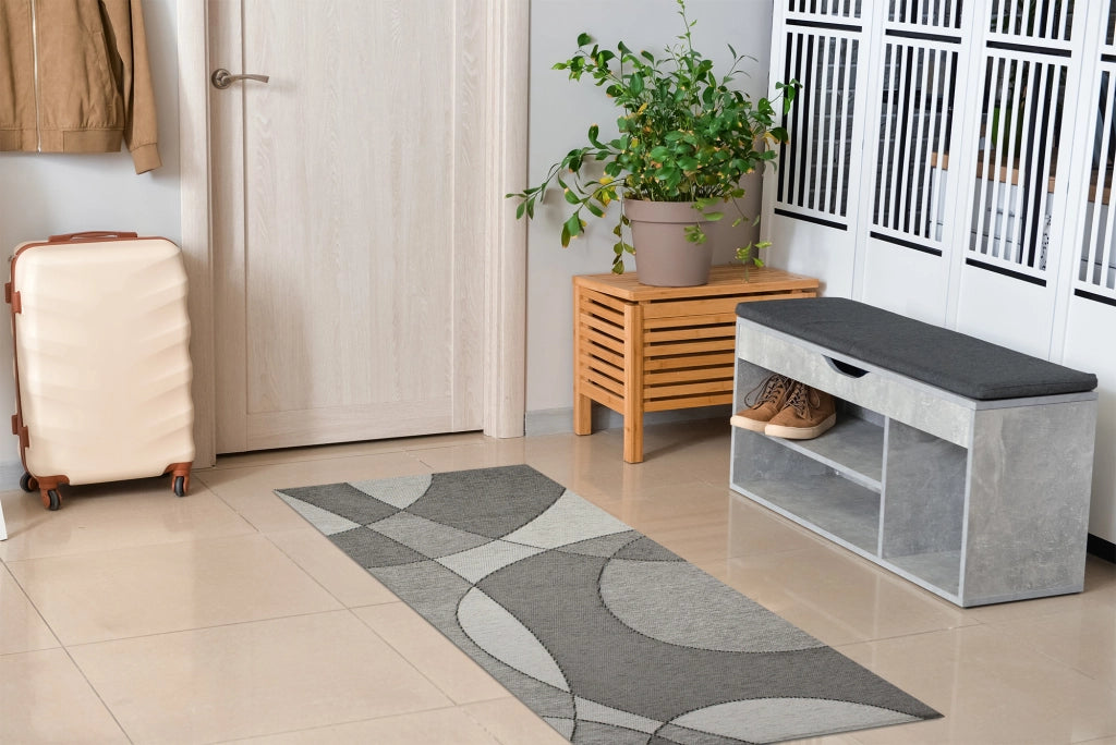 Tappeto Arredo Moderno Morbido in Ciniglia Ingresso Antiscivolo Prodotto Italiano  Soggiorno Camera Salotto Disegni Piazzati Cotone Varie Misure Grande Hills/Grigio - 115x175 cm
