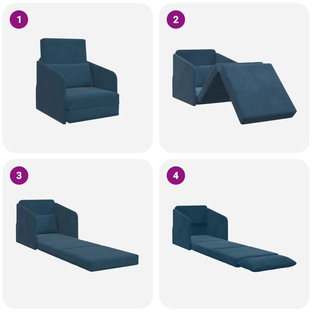 Divano letto | Sof¨¤ letto | Letto singolo Blu 65 x 80 x 83 cm Velluto