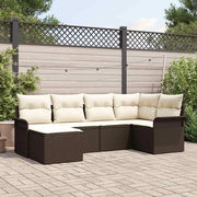 Set Divano da Giardino con cuscino 6 pcs Marrone polyrattan 3345428