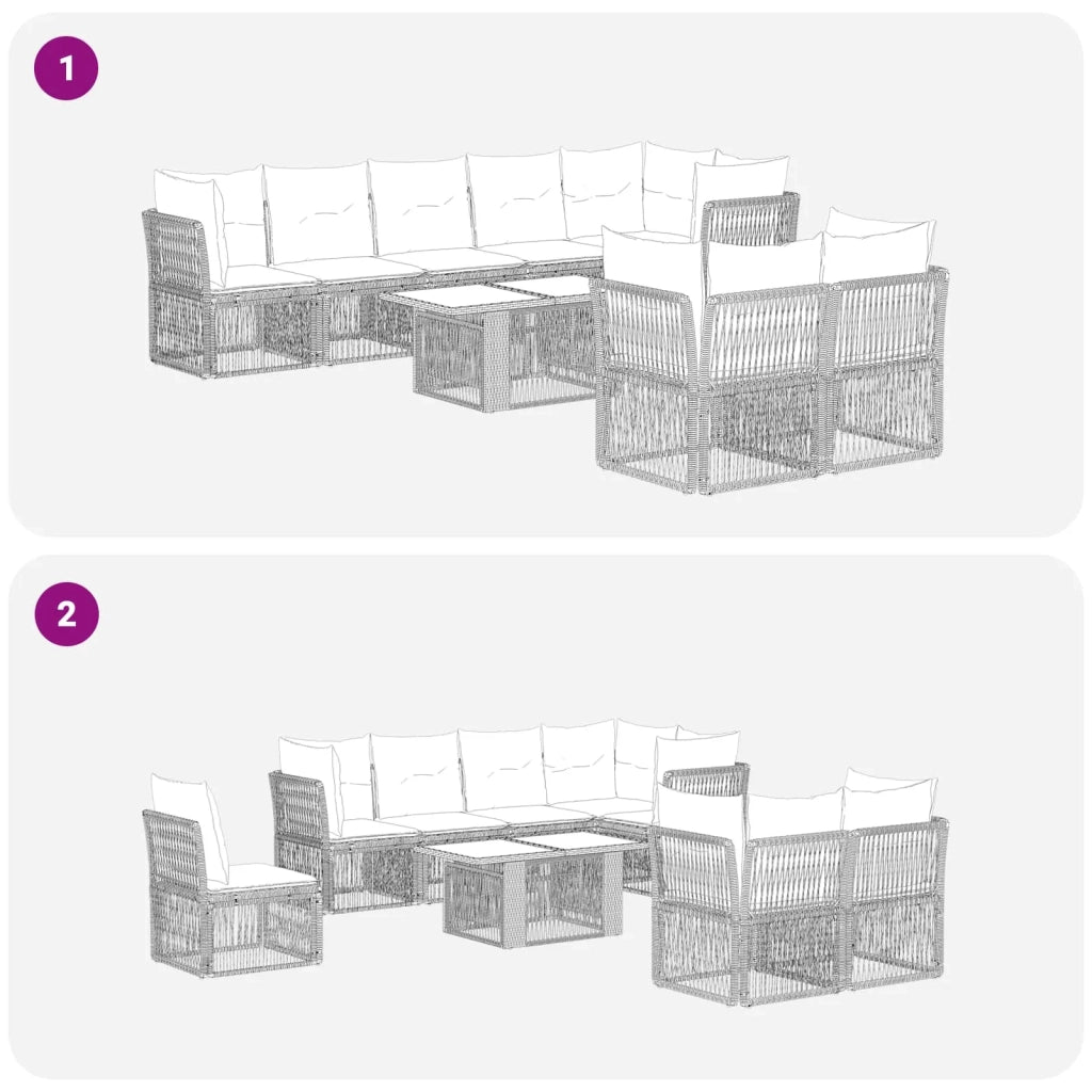 Set Divano da Giardino 8 pz Grigio polyrattan 3436499
