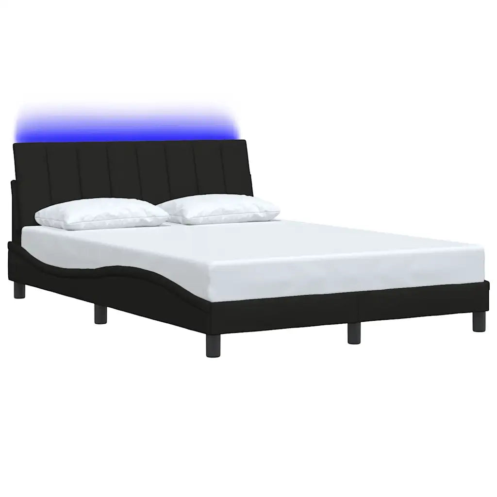 Letto matrimoniale | Letto per adulti | Giroletto senza Materasso Hanko Nero 140x190 cm in Tessuto