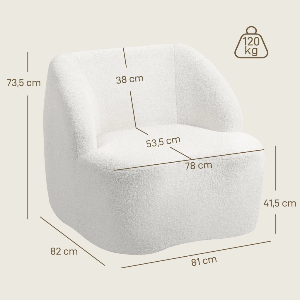 Poltrona Moderna con Rivestimento in Tessuto ¨C Minimal ¨C Cremewei?