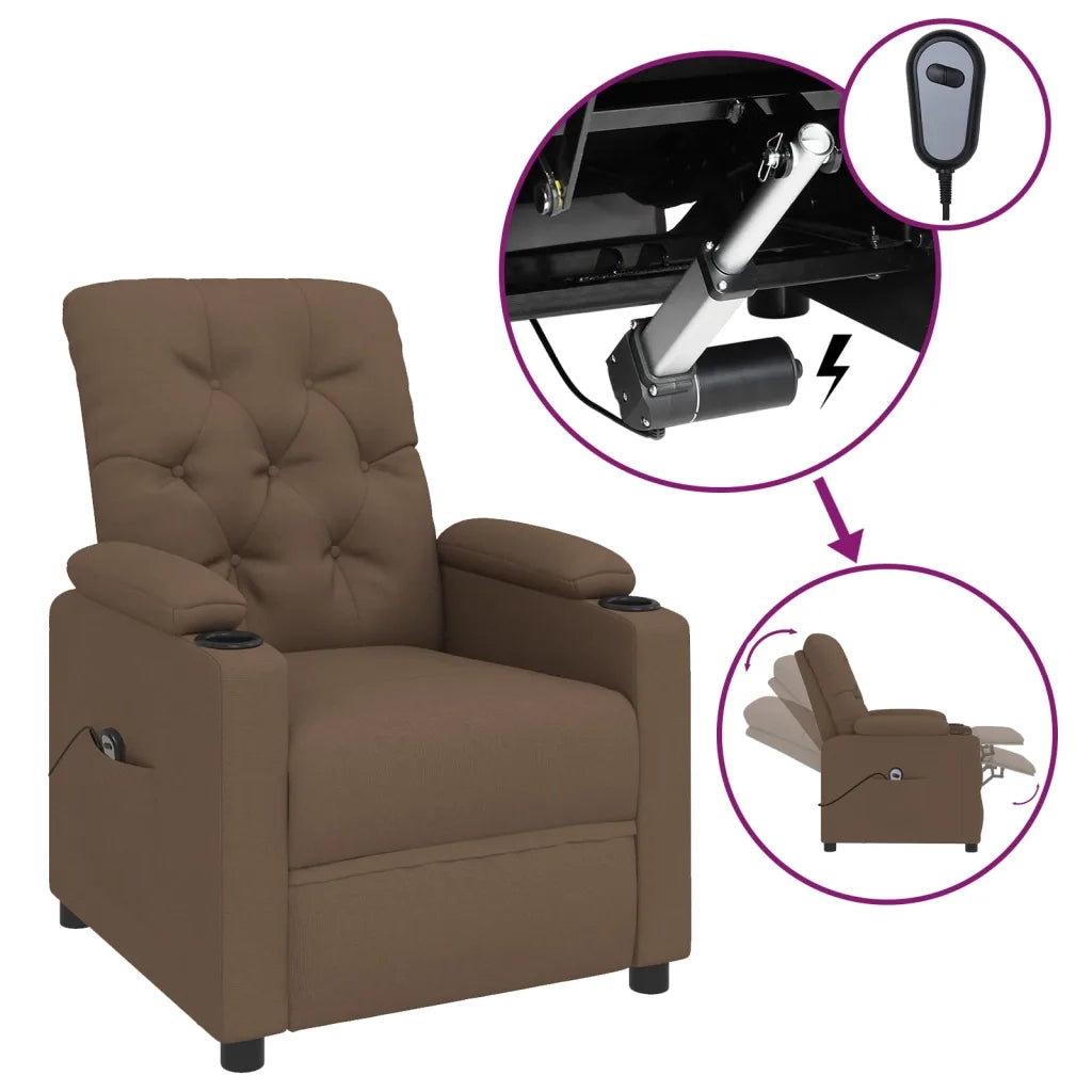 Poltrona Elettrica Reclinabile Marrone in Tessuto 3098843