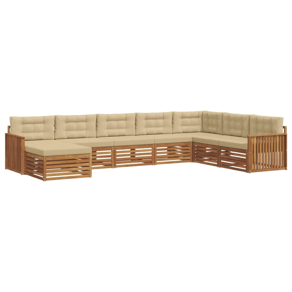 Set di divani da esterno con cuscino 8 pcs Naturale e Beige 3373938