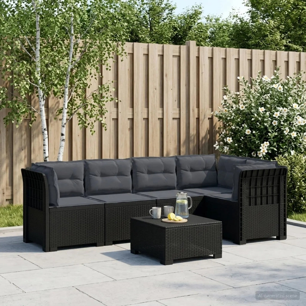 Divano da Giardino 5 Posti con Cuscini Stile Rattan PP 3444053