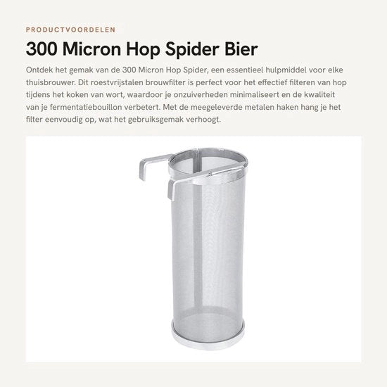 Filtro a Hop 300 Micron - Rastello in Acciaio Inossidabile - Filtro per Birra - Filtrazione di Hop - Grate Metalliche - Livello di Filtrazione Migliorato