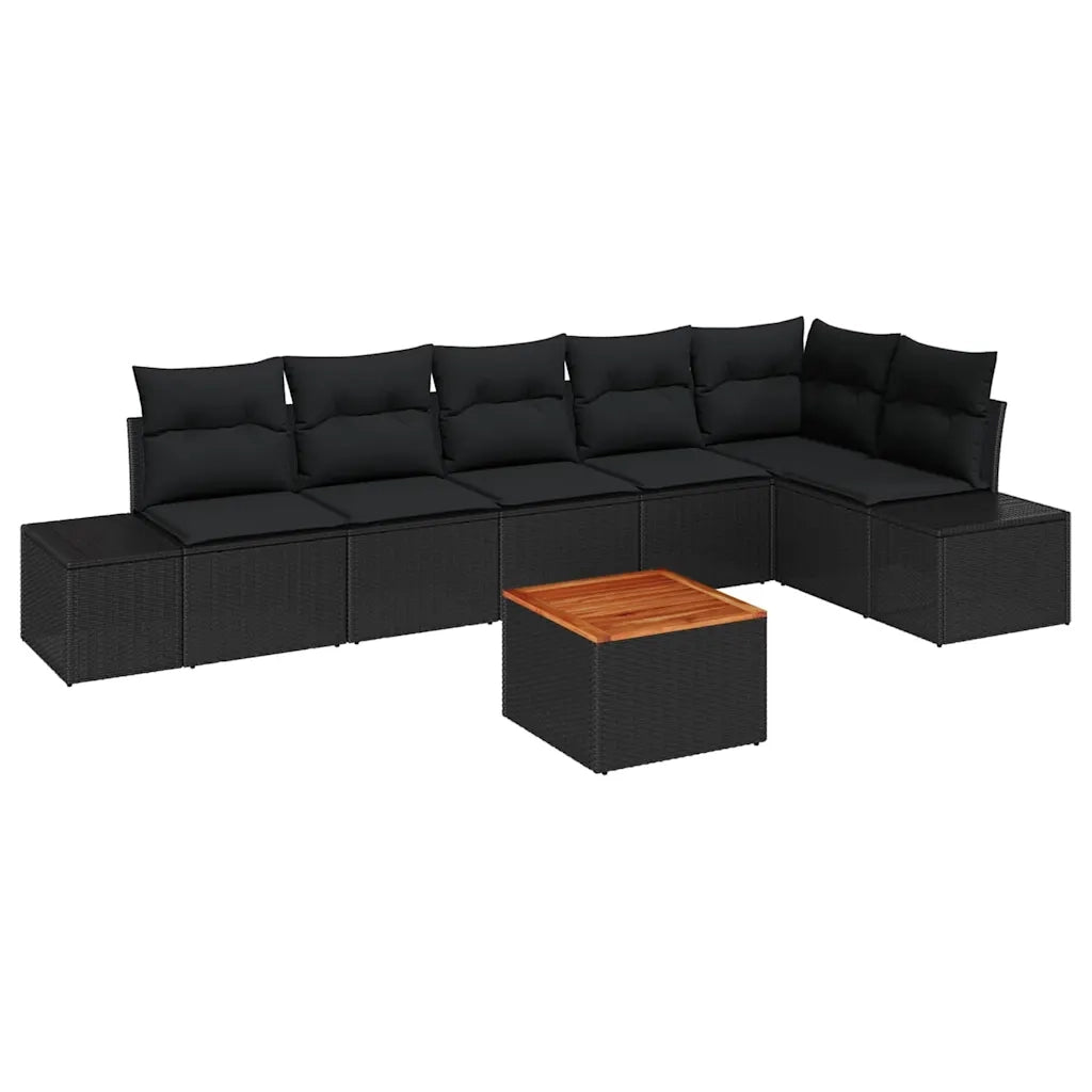 Set Divano da Giardino con archiviazione 7 pcs Nero polyrattan 3356637