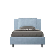 BS COM Letto una piazza e mezza con rete imbottito 120x190 microfibra azzurro