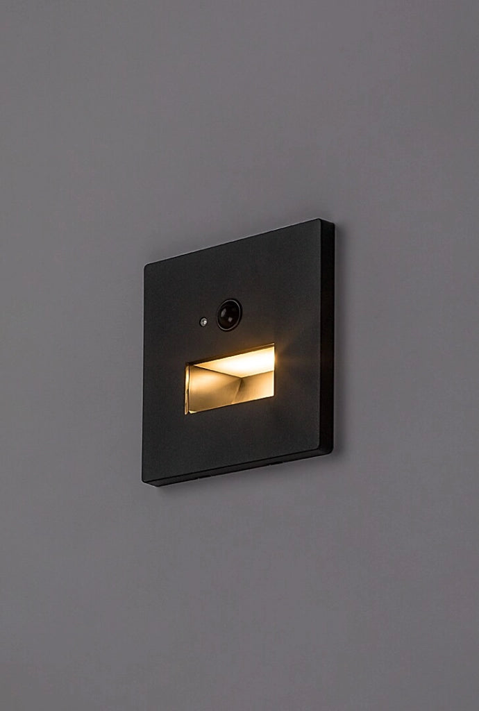 Segnapasso LED incasso Lunca nero quadrato PIR Rabalux