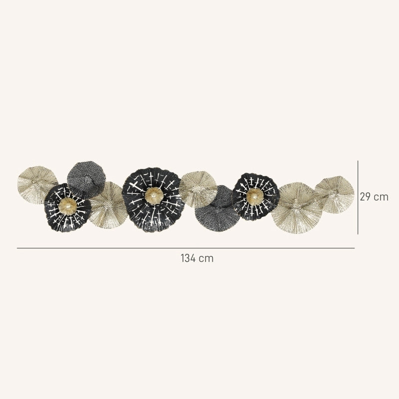 Decorazione murale con cornice in metallo, stile moderno, nero e oro