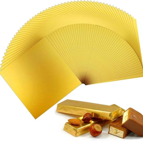 Foglio di alluminio giallo 10 x 10 cm - 200 pezzi - per confezioni di cioccolato e torte