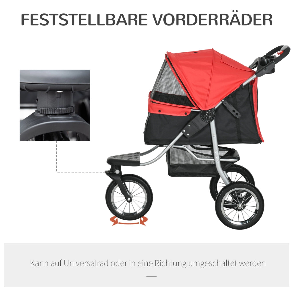 Carrello per animali domestici pieghevole ¨C Minimal ¨C Rosso