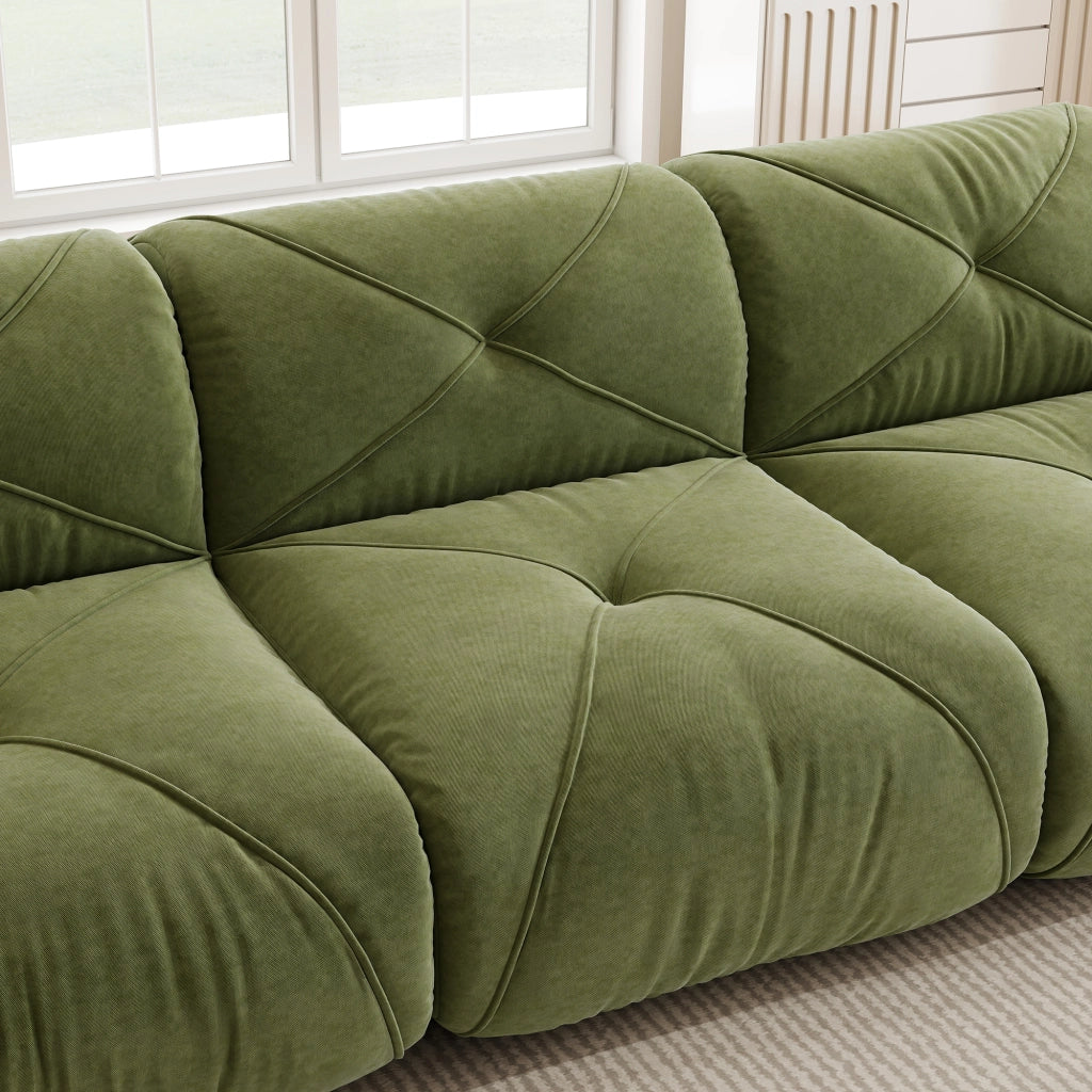 Divano Angolare Modulare 4 Posti con Poggiapiedi ¨C MINIMAL ¨C Verde