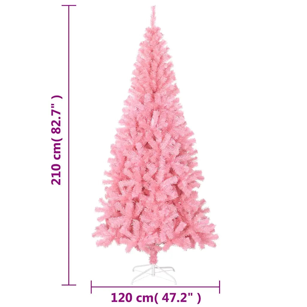 Albero di Natale Artificiale Sottile con Base Rosa 210 cm PVC 320999