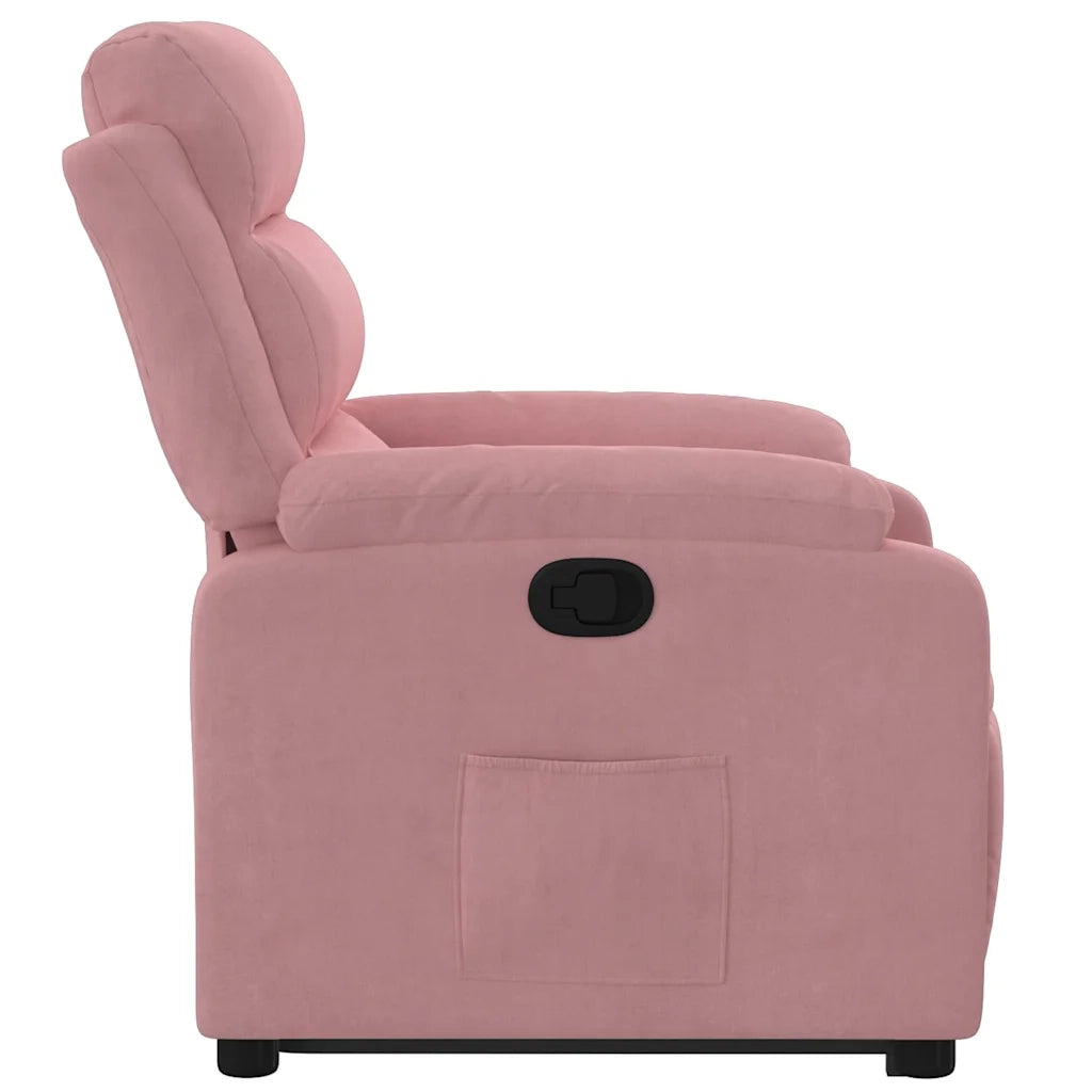 Poltrona Alzapersona Reclinabile Rosa in Velluto 3205096