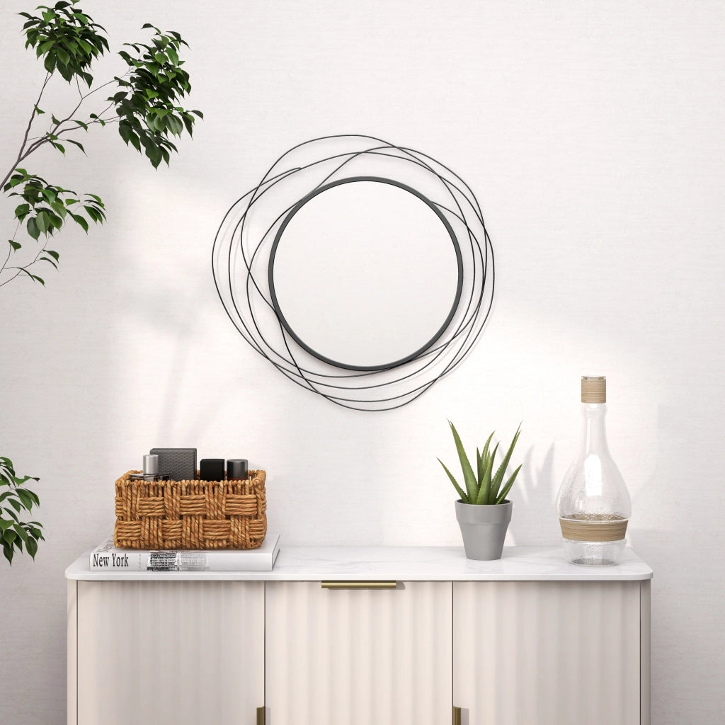 Specchio rotondo in metallo nero ¨C Minimal ¨C ¦µ65 cm