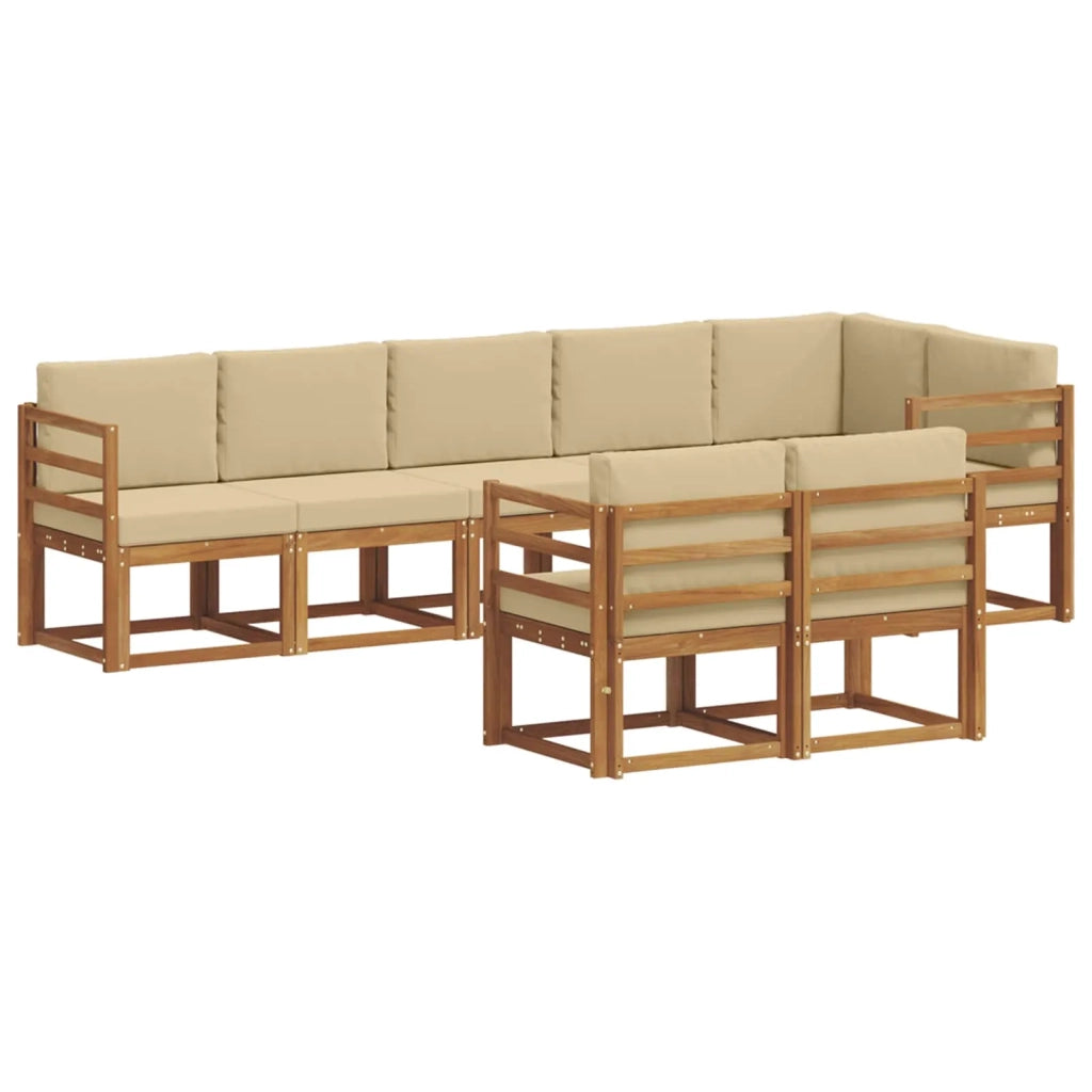 Set di divani da esterno con cuscino 8 pcs Naturale e Beige 3366556