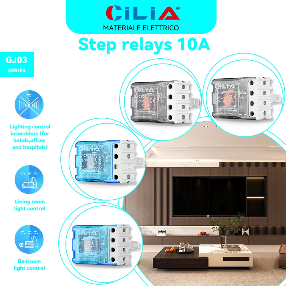 Rel¨¨ Commutatore ad Impulsi 230V 10A ¨C zephmum ¨C Tipo 26.08 con Deviatore