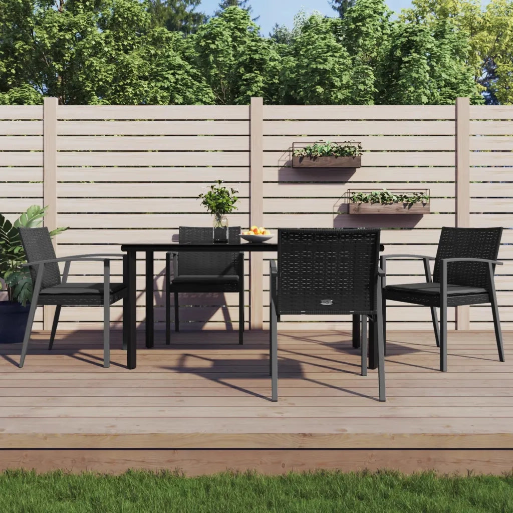 Set Pranzo da Giardino 5pz con Cuscini in Polyrattan e Acciaio 3186995