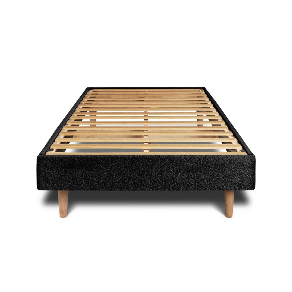 Letto 90x190 cm con testiera in linea - tessuto bouclé