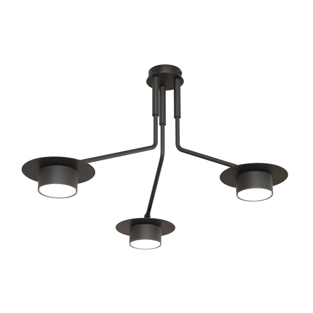 Plafoniera nera bracci geometrici 3xGX53 12W MIZU Emibig