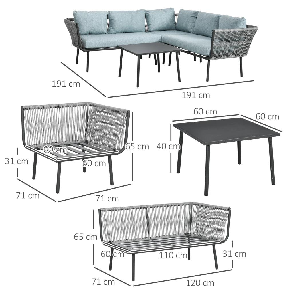 Set Giardino Polyrattan 4 Posti con Cuscini ¨C Minimal ¨C Grigio