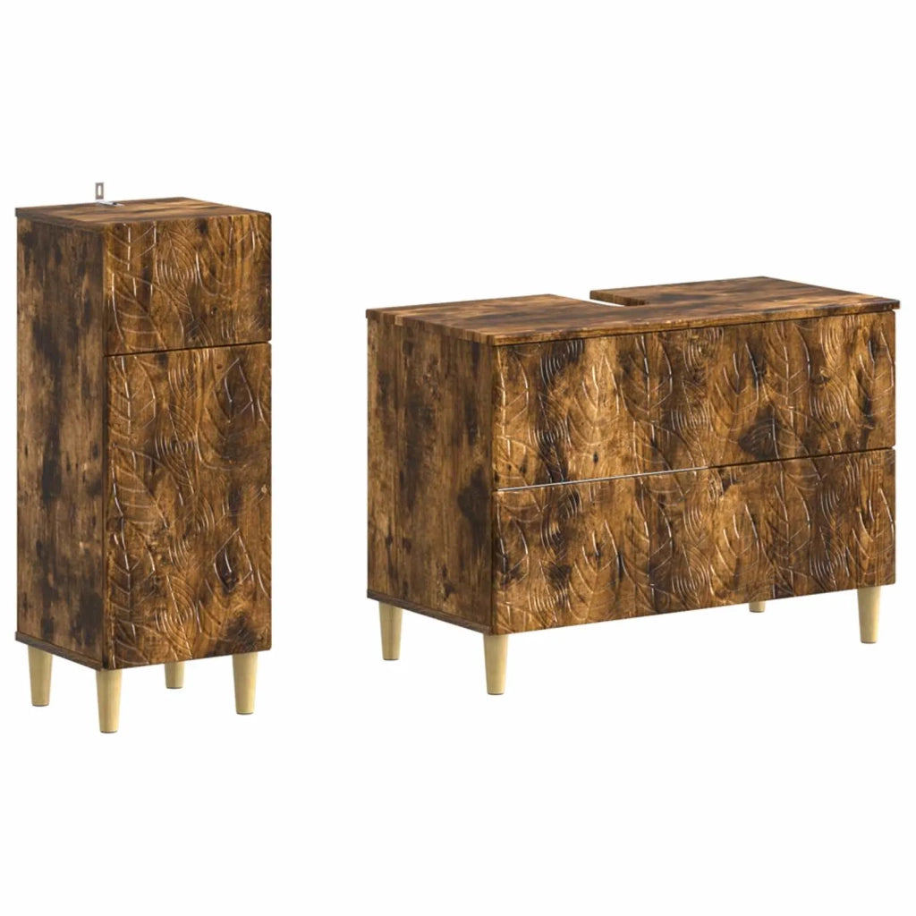 Set di Armadi da Bagno da 2 Pezzi DELFT Rovere Fumo 3417707